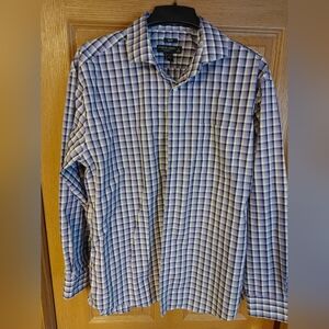 Pronto Uomo Purple and White Plaid Dress Shirt
